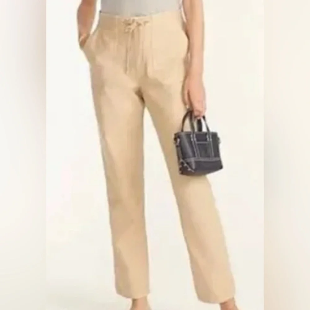 J.Crew Tie-Waist Camp Pant- NWT- Dark Beechwood- Size MEDIUM - Picture 2 of 9